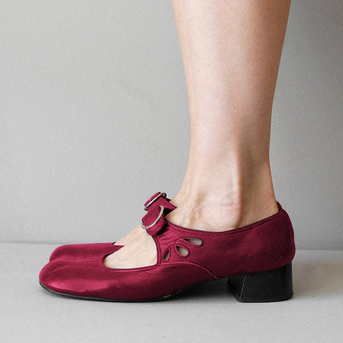 Low Heel Buckle Strap Women Shoes