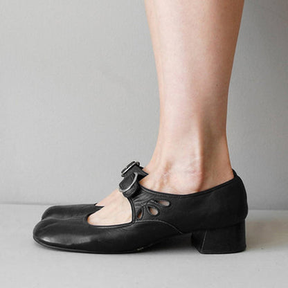 Low Heel Buckle Strap Women Shoes
