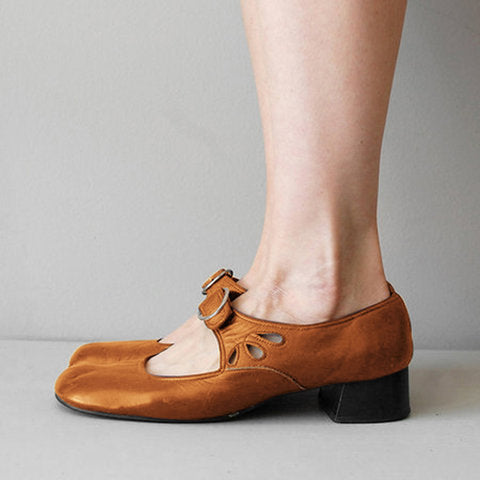 Low Heel Buckle Strap Women Shoes