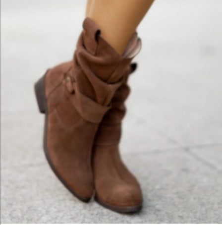 Low Heel Suede Low boots
