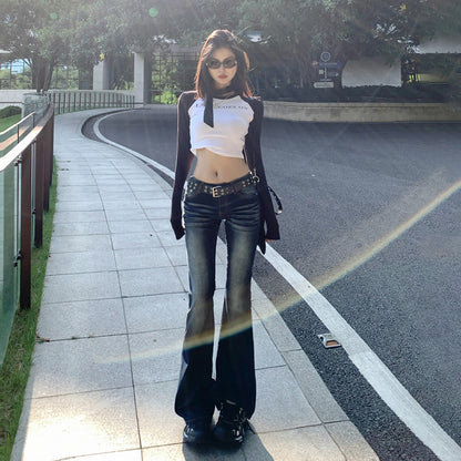 Low-rise fleece jeans
