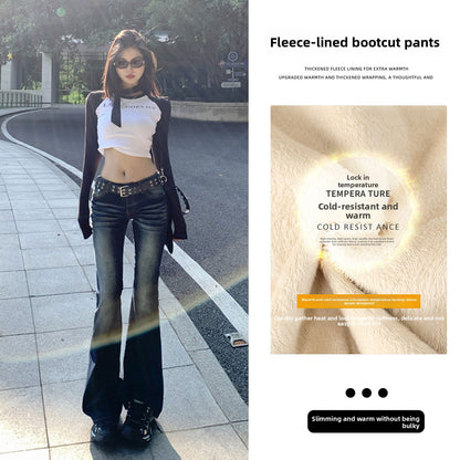 Low-rise fleece jeans