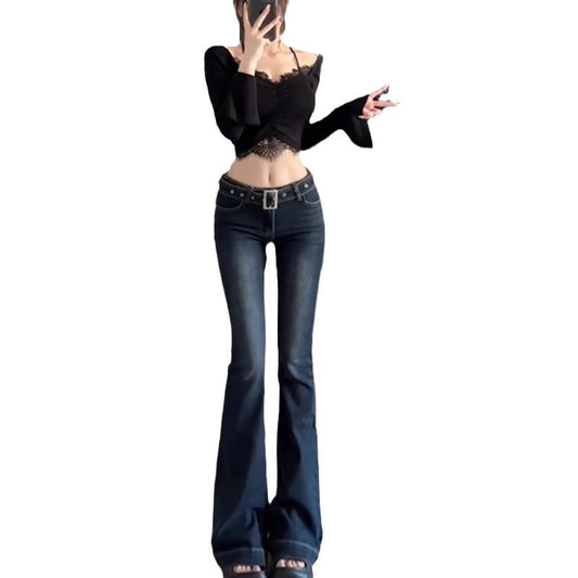 Low-rise slim-fit flared jeans
