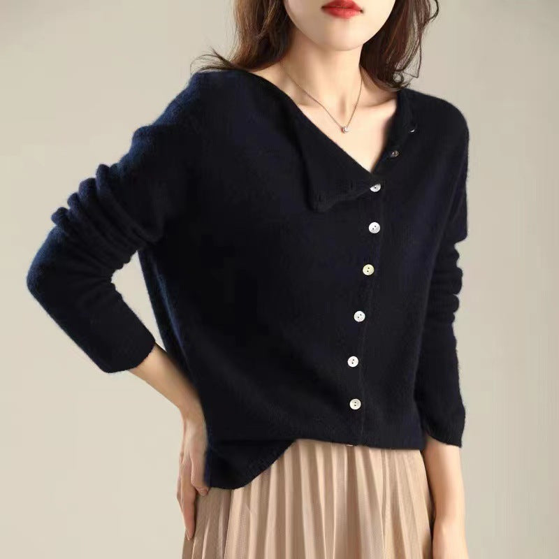 Low Round Neck Thin Knit Outerwear