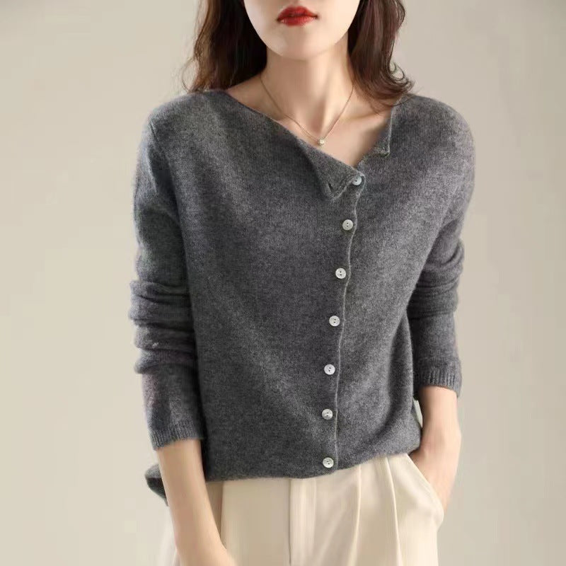 Low Round Neck Thin Knit Outerwear