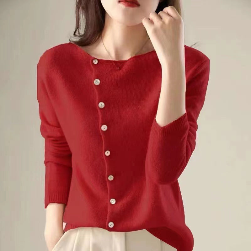 Low Round Neck Thin Knit Outerwear