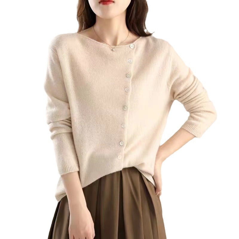 Low Round Neck Thin Knit Outerwear