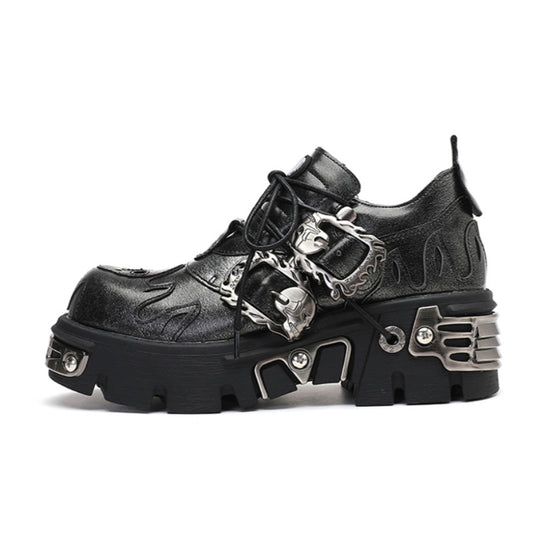 Low-top platform leather shoes