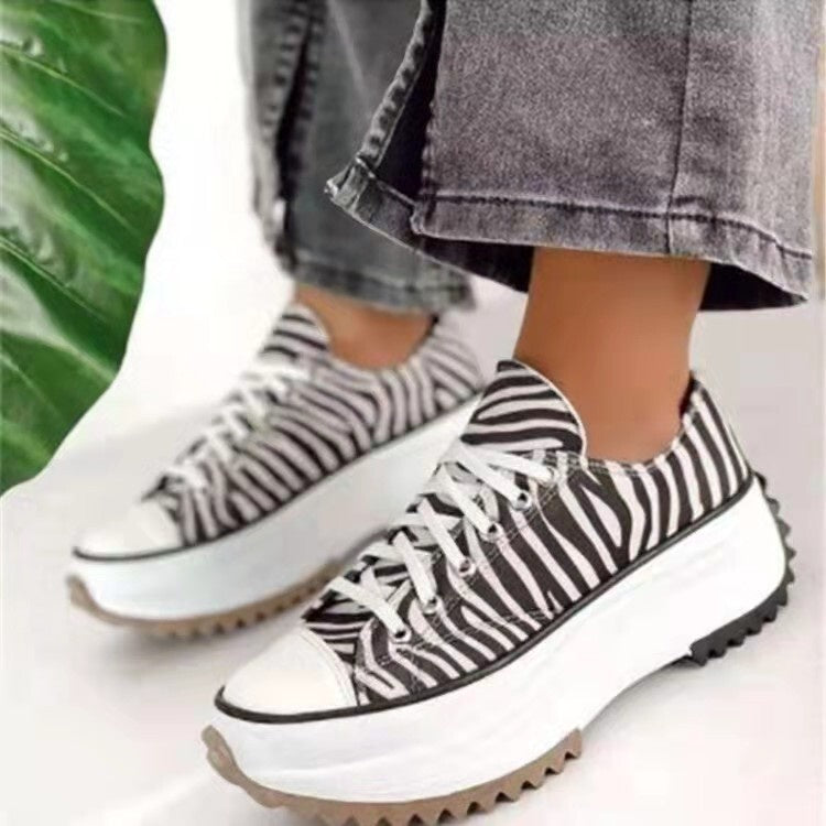 Low-Top Thick-Soled Canvas Shoes