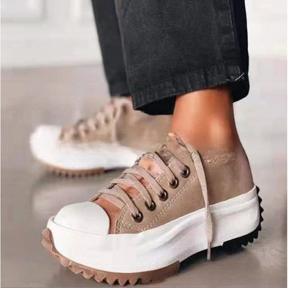 Low-Top Thick-Soled Canvas Shoes
