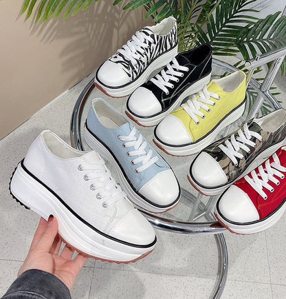 Low-Top Thick-Soled Canvas Shoes