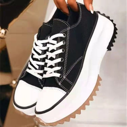 Low-Top Thick-Soled Canvas Shoes