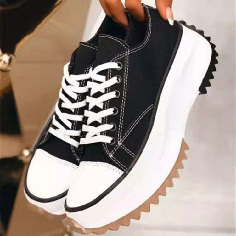 Low-Top Thick-Soled Canvas Shoes