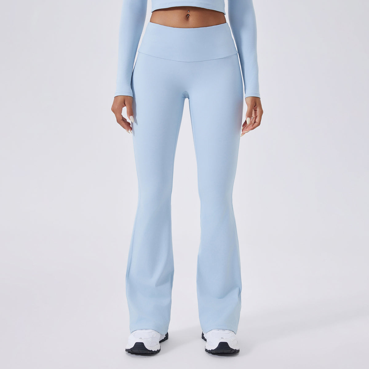 Low-Waist Flared Yoga Pants with Brushed Texture