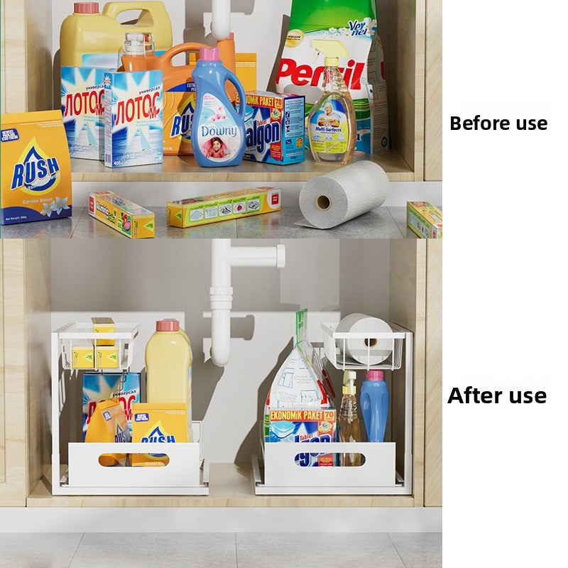 Lower sink storage rack