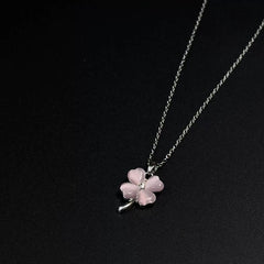 M1552 pink lucky flower necklace