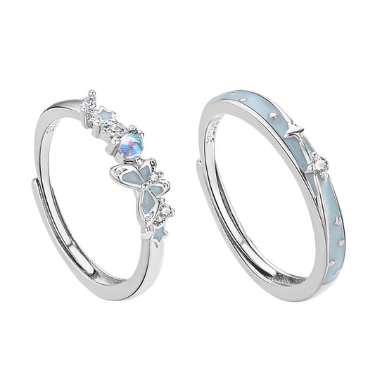 Luminous Butterfly Adjustable Couple Rings