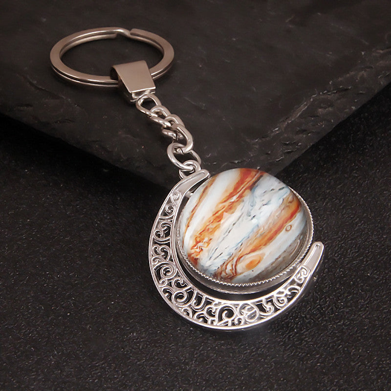 Luminous Celestial Keychain Pendant with Rotating Design