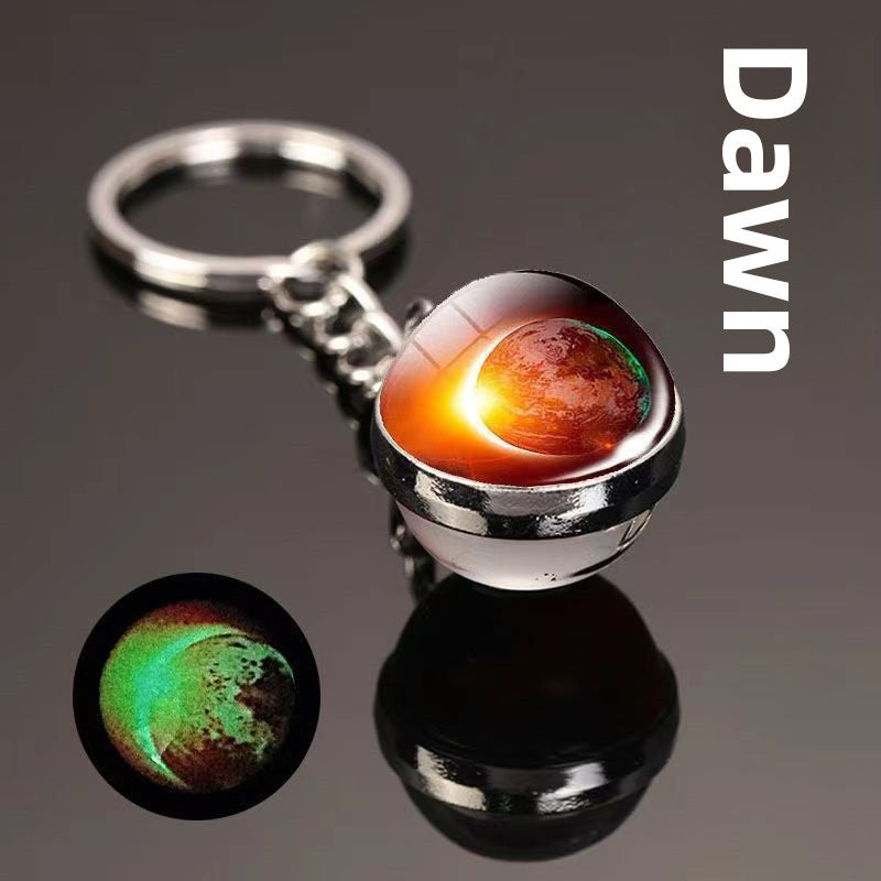 Luminous Celestial Keychain Pendant with Rotating Design