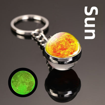Luminous Celestial Keychain Pendant with Rotating Design