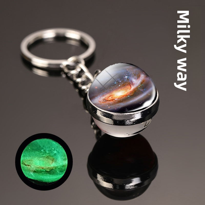 Luminous Celestial Keychain Pendant with Rotating Design