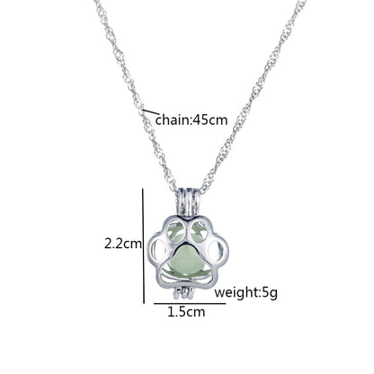 Luminous Dog Paw Print Necklace with Adjustable Chain