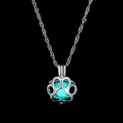 Luminous Dog Paw Print Necklace with Adjustable Chain
