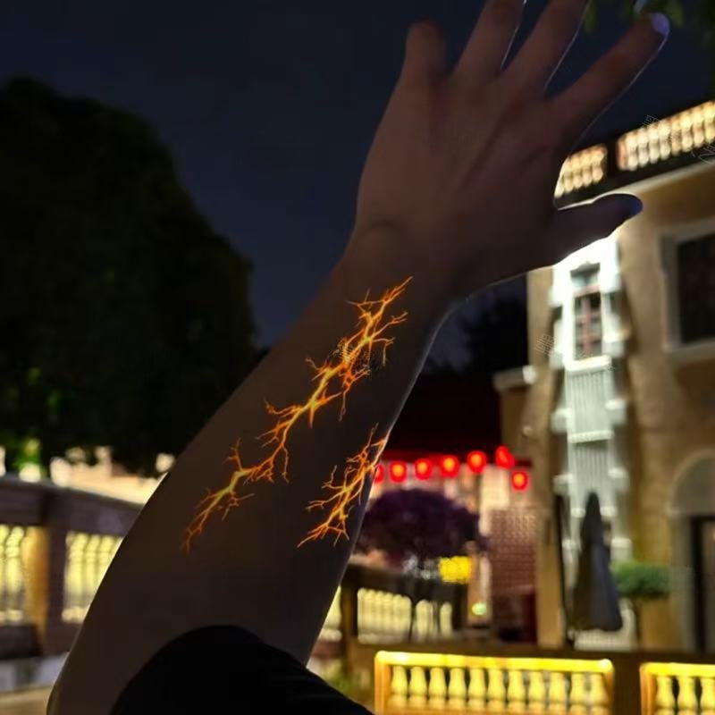 Luminous Lightning Arm Tattoo Stickers Waterproof Washable