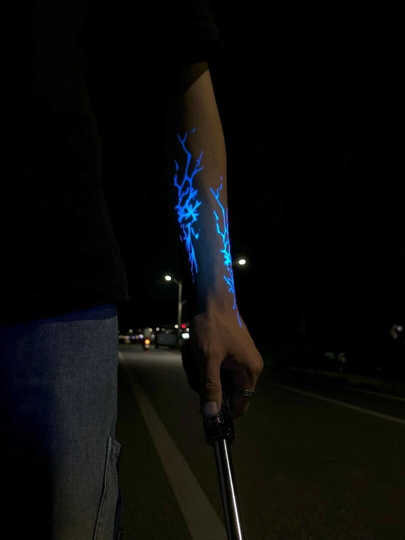Luminous Lightning Arm Tattoo Stickers Waterproof Washable