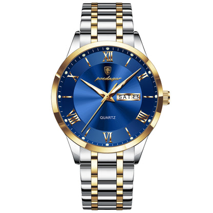 Luminous mechanical quartz watch