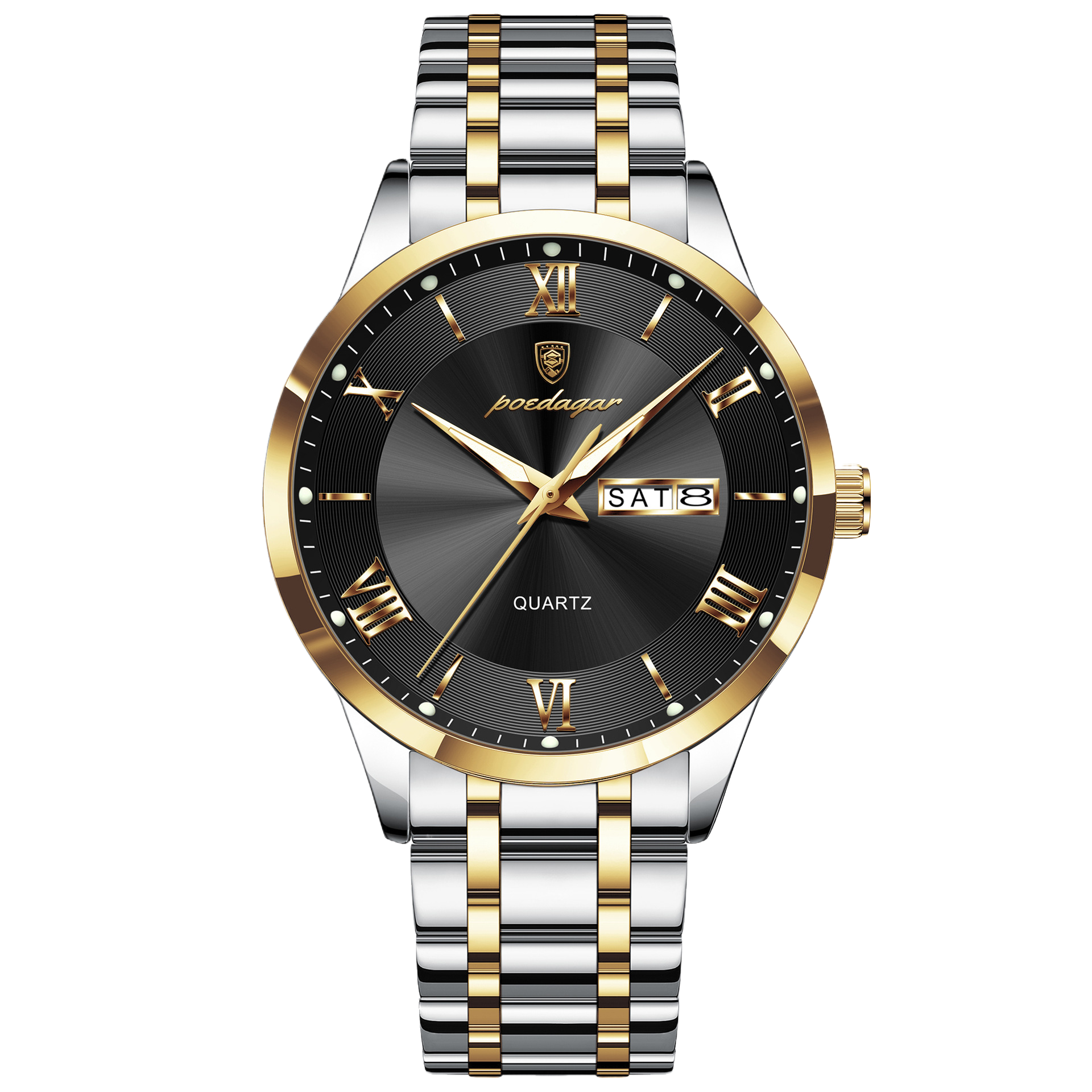 Luminous mechanical quartz watch