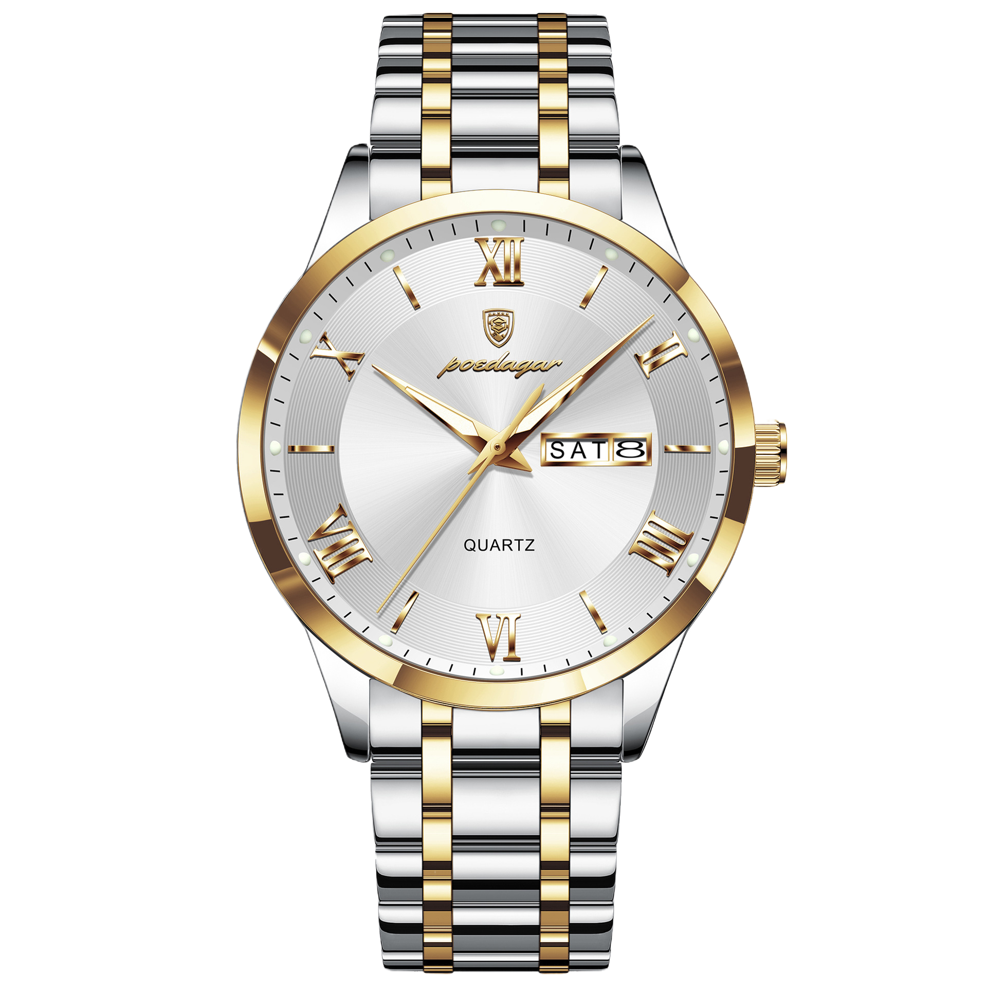 Luminous mechanical quartz watch