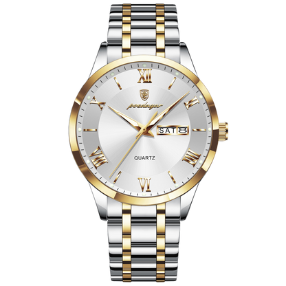 Luminous mechanical quartz watch