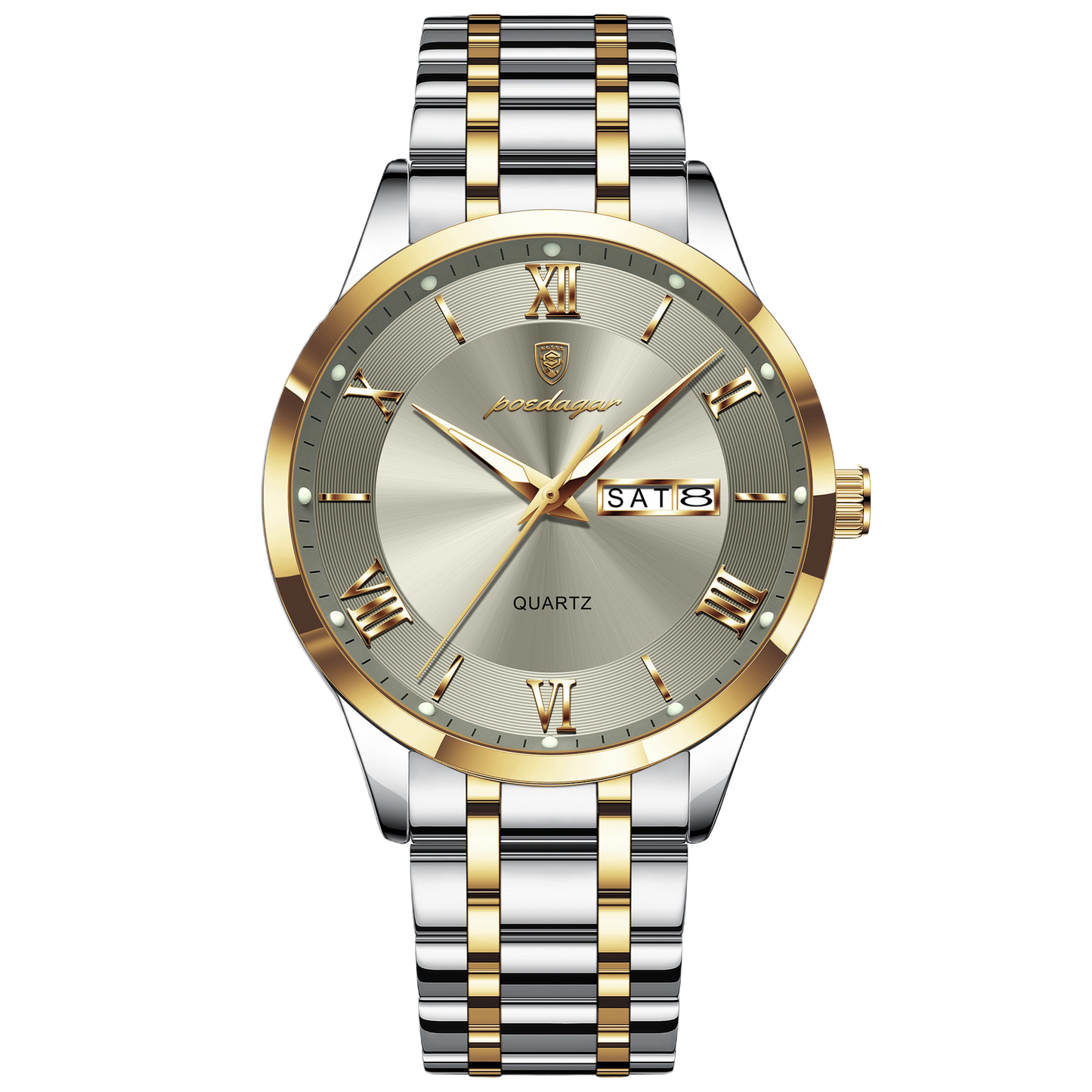 Luminous mechanical quartz watch