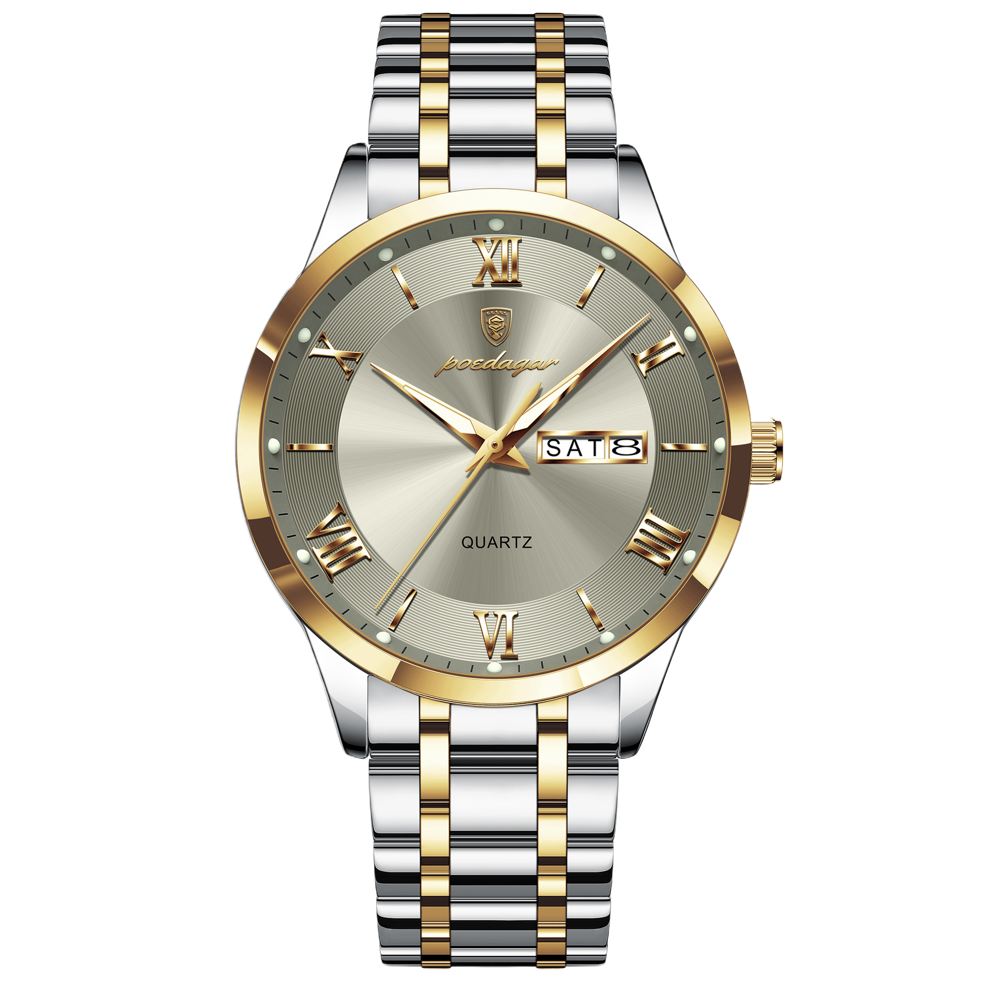 Luminous mechanical quartz watch