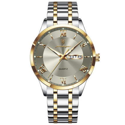 Luminous mechanical quartz watch