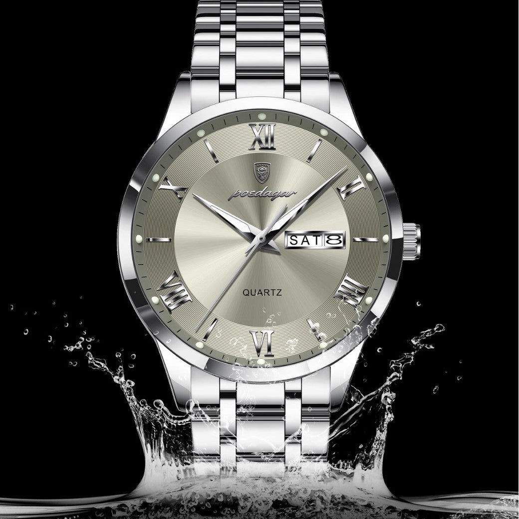 Luminous mechanical quartz watch