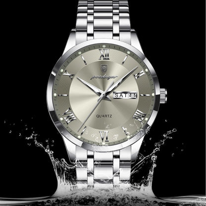 Luminous mechanical quartz watch