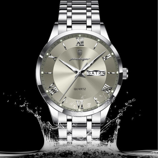 Luminous mechanical quartz watch