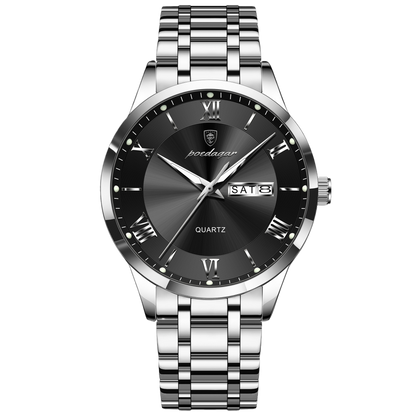 Luminous mechanical quartz watch