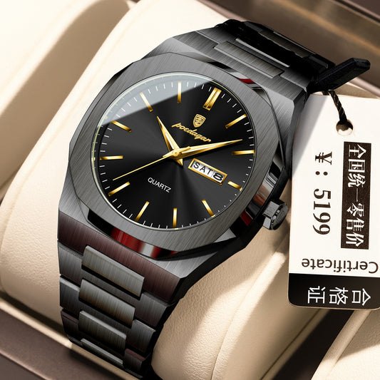 Luminous quartz waterproof watch