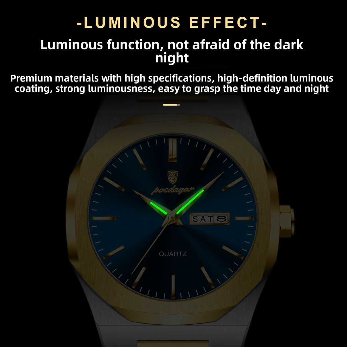 Luminous quartz waterproof watch