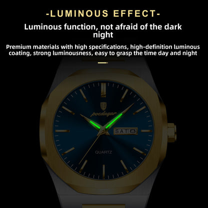 Luminous quartz waterproof watch
