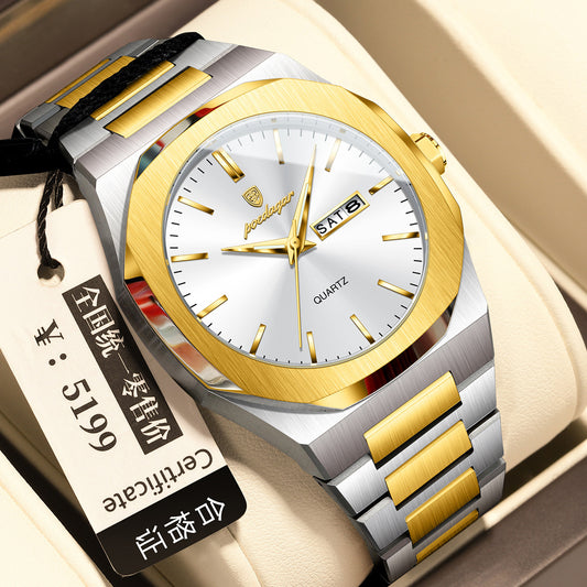 Luminous quartz waterproof watch