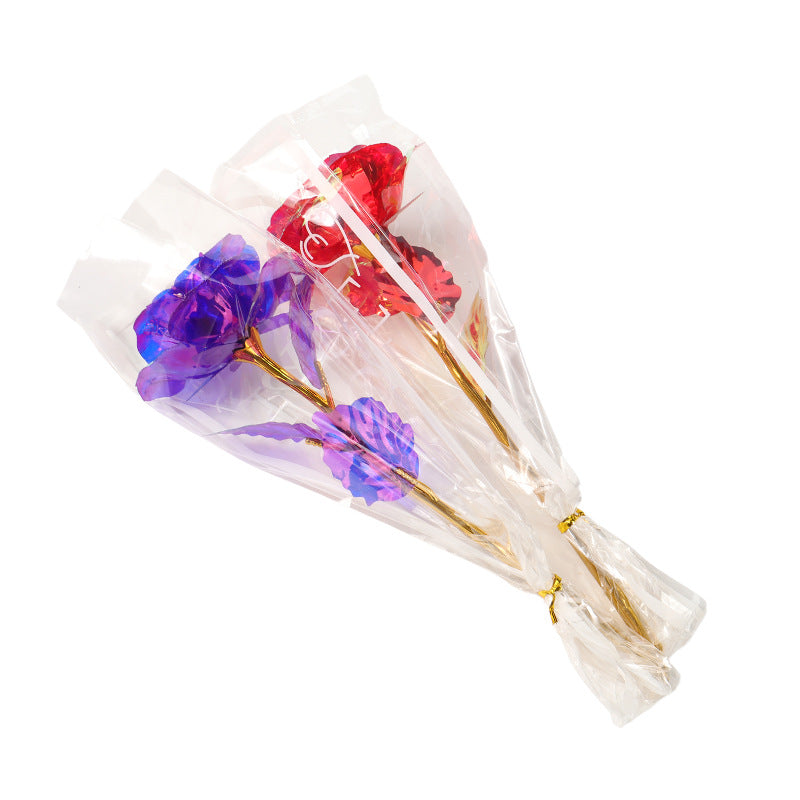 Luminous Rose Bouquet with Gold Foil Packaging