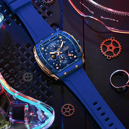 Luminous waterproof calendar six-hand business wristwatch