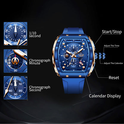 Luminous waterproof calendar six-hand business wristwatch