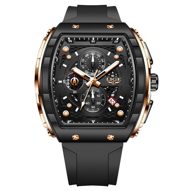Luminous waterproof calendar six-hand business wristwatch