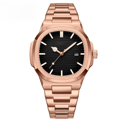 Luminous waterproof steel quartz watch