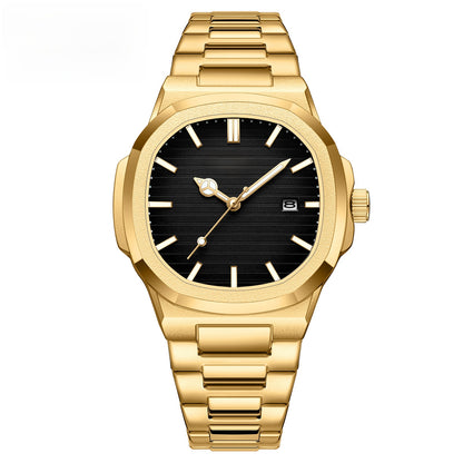Luminous waterproof steel quartz watch